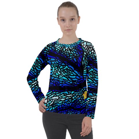 Sea-fans-diving-coral-stained-glass Women s Long Sleeve Raglan Tee by Sapixe