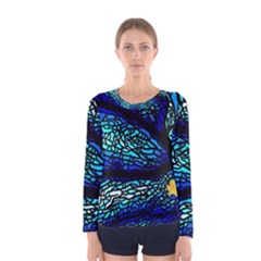 Sea-fans-diving-coral-stained-glass Women s Long Sleeve Tee