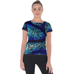 Sea-fans-diving-coral-stained-glass Short Sleeve Sports Top  by Sapixe