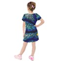 Sea-fans-diving-coral-stained-glass Kids  Short Sleeve Velvet Dress View2