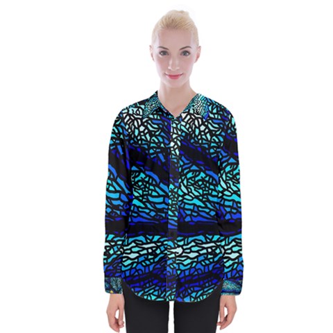 Sea-fans-diving-coral-stained-glass Womens Long Sleeve Shirt by Sapixe