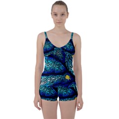 Sea-fans-diving-coral-stained-glass Tie Front Two Piece Tankini by Sapixe