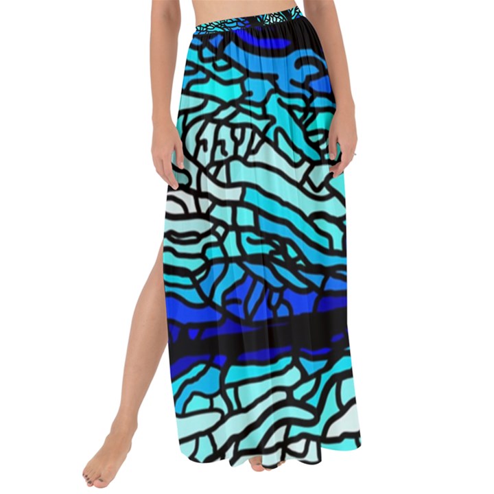 Sea-fans-diving-coral-stained-glass Maxi Chiffon Tie-Up Sarong