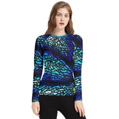 Sea-fans-diving-coral-stained-glass Women s Long Sleeve Rash Guard by Sapixe