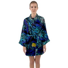 Sea-fans-diving-coral-stained-glass Long Sleeve Satin Kimono