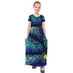 Sea-fans-diving-coral-stained-glass Kids  Short Sleeve Maxi Dress by Sapixe