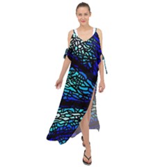 Sea-fans-diving-coral-stained-glass Maxi Chiffon Cover Up Dress by Sapixe