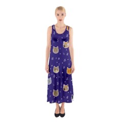 Multi Cats Sleeveless Maxi Dress by CleverGoods