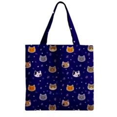 Multi Cats Zipper Grocery Tote Bag by CleverGoods