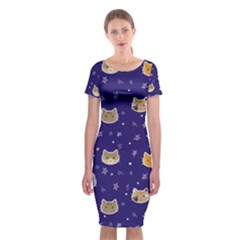 Multi Cats Classic Short Sleeve Midi Dress