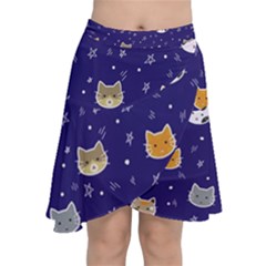 Multi Cats Chiffon Wrap Front Skirt by CleverGoods