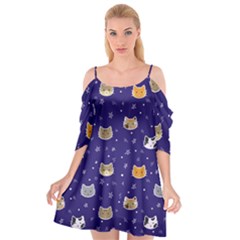 Multi Cats Cutout Spaghetti Strap Chiffon Dress by CleverGoods