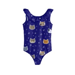 Multi Cats Kids  Frill Swimsuit by CleverGoods