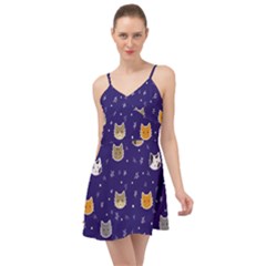 Multi Cats Summer Time Chiffon Dress by CleverGoods