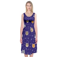 Multi Kitty Midi Sleeveless Dress by CleverGoods