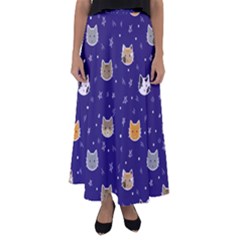 Multi Kitty Flared Maxi Skirt by CleverGoods