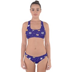 Multi Kitty Cross Back Hipster Bikini Set by CleverGoods