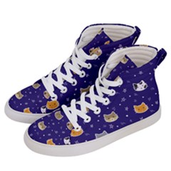 Multi Kitty Women s Hi-top Skate Sneakers by CleverGoods