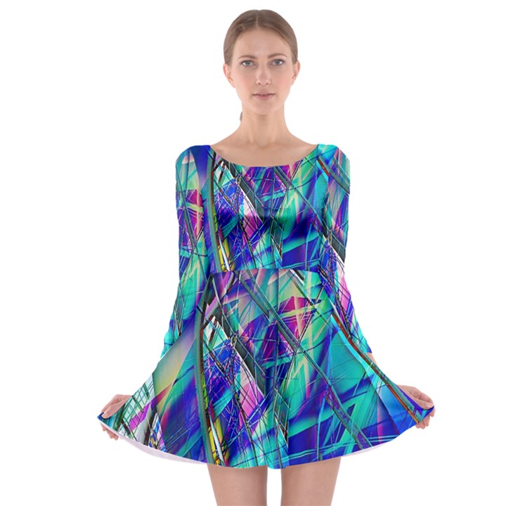 Title Wave, Blue, Crashing, Wave, Natuere, Abstact, File Img 20201219 024243 200 Long Sleeve Skater Dress