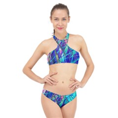 Title Wave, Blue, Crashing, Wave, Natuere, Abstact, File Img 20201219 024243 200 High Neck Bikini Set by ScottFreeArt