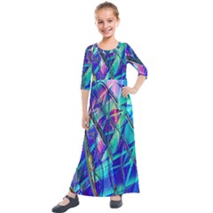 Title Wave, Blue, Crashing, Wave, Natuere, Abstact, File Img 20201219 024243 200 Kids  Quarter Sleeve Maxi Dress by ScottFreeArt