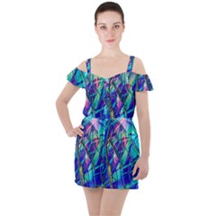 Title Wave, Blue, Crashing, Wave, Natuere, Abstact, File Img 20201219 024243 200 Ruffle Cut Out Chiffon Playsuit by ScottFreeArt