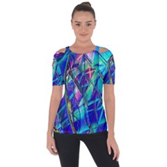 Title Wave, Blue, Crashing, Wave, Natuere, Abstact, File Img 20201219 024243 200 Shoulder Cut Out Short Sleeve Top by ScottFreeArt