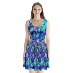 Title Wave, Blue, Crashing, Wave, Natuere, Abstact, File Img 20201219 024243 200 Split Back Mini Dress  by ScottFreeArt