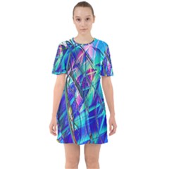 Title Wave, Blue, Crashing, Wave, Natuere, Abstact, File Img 20201219 024243 200 Sixties Short Sleeve Mini Dress by ScottFreeArt