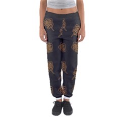 Roses Pattern Black-01 Women s Jogger Sweatpants by brightlightarts