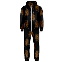 Roses Pattern Black-01 Hooded Jumpsuit (men)  by brightlightarts