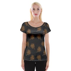 Roses Pattern Black-01 Cap Sleeve Top by brightlightarts