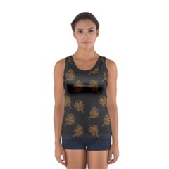 Roses Pattern Black-01 Sport Tank Top  by brightlightarts