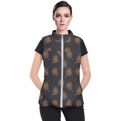 Roses Pattern Black-01 Women s Puffer Vest