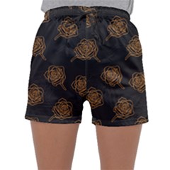 Roses Pattern Black-01 Sleepwear Shorts by brightlightarts