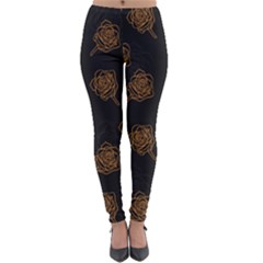 Roses Pattern Black-01 Lightweight Velour Leggings by brightlightarts