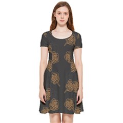 Roses Pattern Black-01 Inside Out Cap Sleeve Dress by brightlightarts