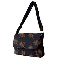 Roses Pattern Black-01 Full Print Messenger Bag (s) by brightlightarts