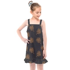 Roses Pattern Black-01 Kids  Overall Dress by brightlightarts