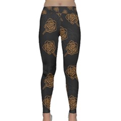 Roses Pattern Black Classic Yoga Leggings by brightlightarts