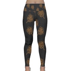 Roses Pattern Black-01 Lightweight Velour Classic Yoga Leggings by brightlightarts