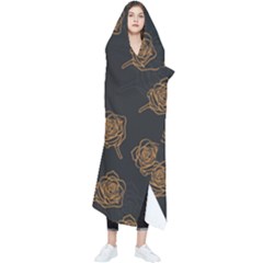 Roses Pattern Black-01 Wearable Blanket by brightlightarts