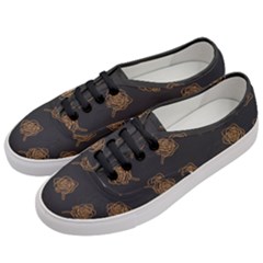 Roses Pattern Black Women s Classic Low Top Sneakers by brightlightarts