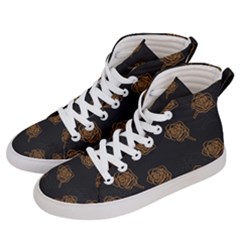 Roses Pattern Black Men s Hi-top Skate Sneakers by brightlightarts