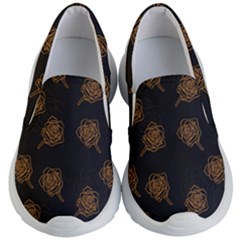 Roses Pattern Black Kids Lightweight Slip Ons by brightlightarts