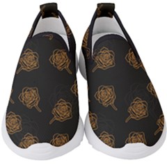 Roses Pattern Black Kids  Slip On Sneakers by brightlightarts