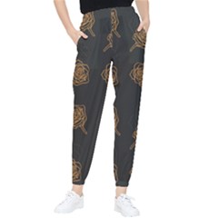 Roses Pattern Black Tapered Pants by brightlightarts