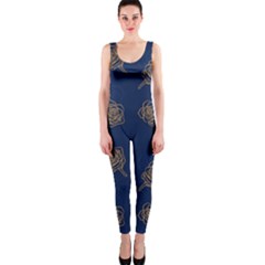 Roses Pattern Blue Color One Piece Catsuit by brightlightarts