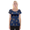 Roses Pattern Blue Color Cap Sleeve Top View1