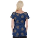 Roses Pattern Blue Color Cap Sleeve Top View2